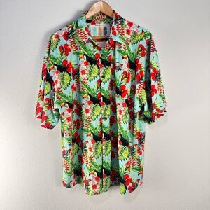Tropical Bros Pelicans Palm Hawaiian Shirt Sz XXl